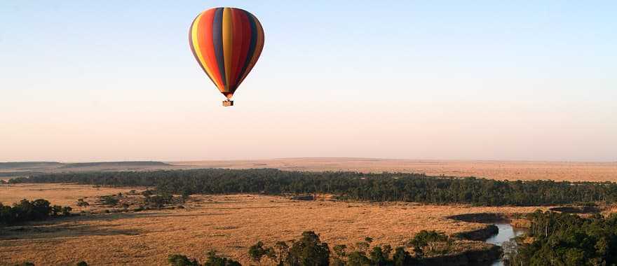 Hot air balloon over Masai Mara in Kenya