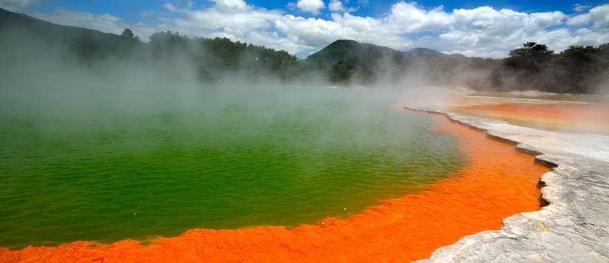 Travel to the natural hot springs of Rotorua, New Zealand