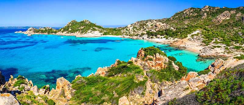 Inlet and beaches in the Maddalena archipelago in Sardinia, Italy