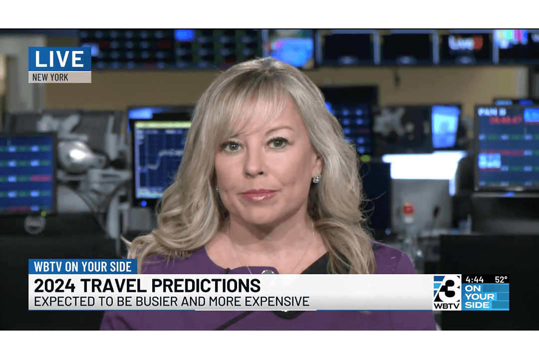 Screenshot of a CBS news broadcast quoting the 2024 Zicasso Luxury Travel Report