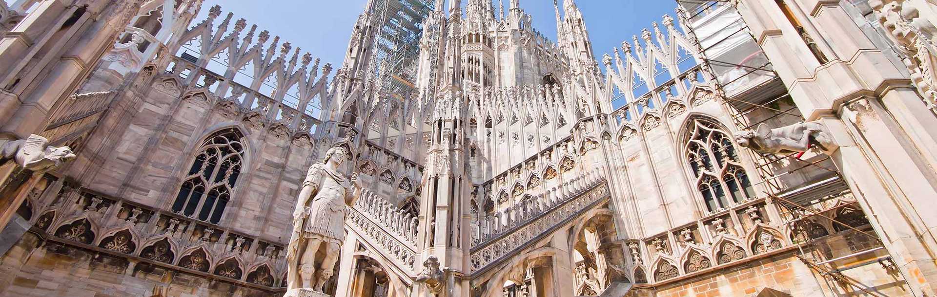 Details of the gothic Milan Duomo in Milan, Italy