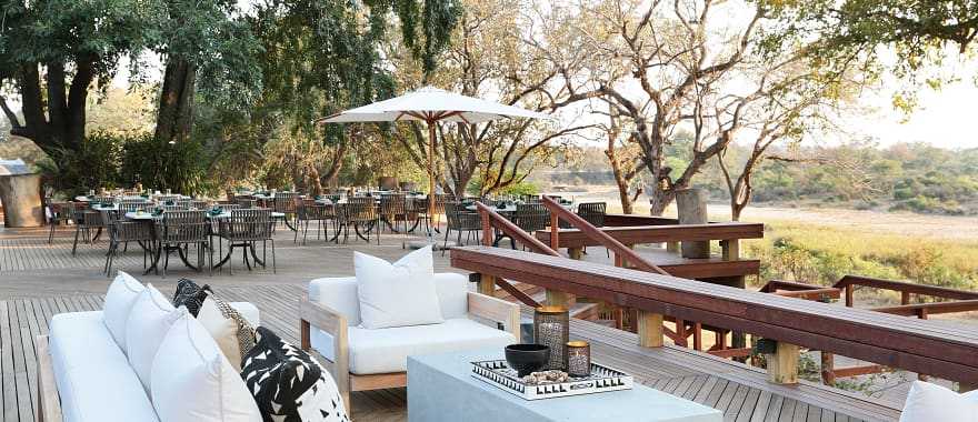 Luxurious deck at Malamala Camp in South Africa