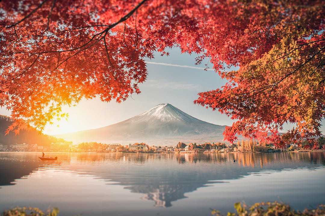 Mt Fuji reflected in Lake Kawaguchi, Japan