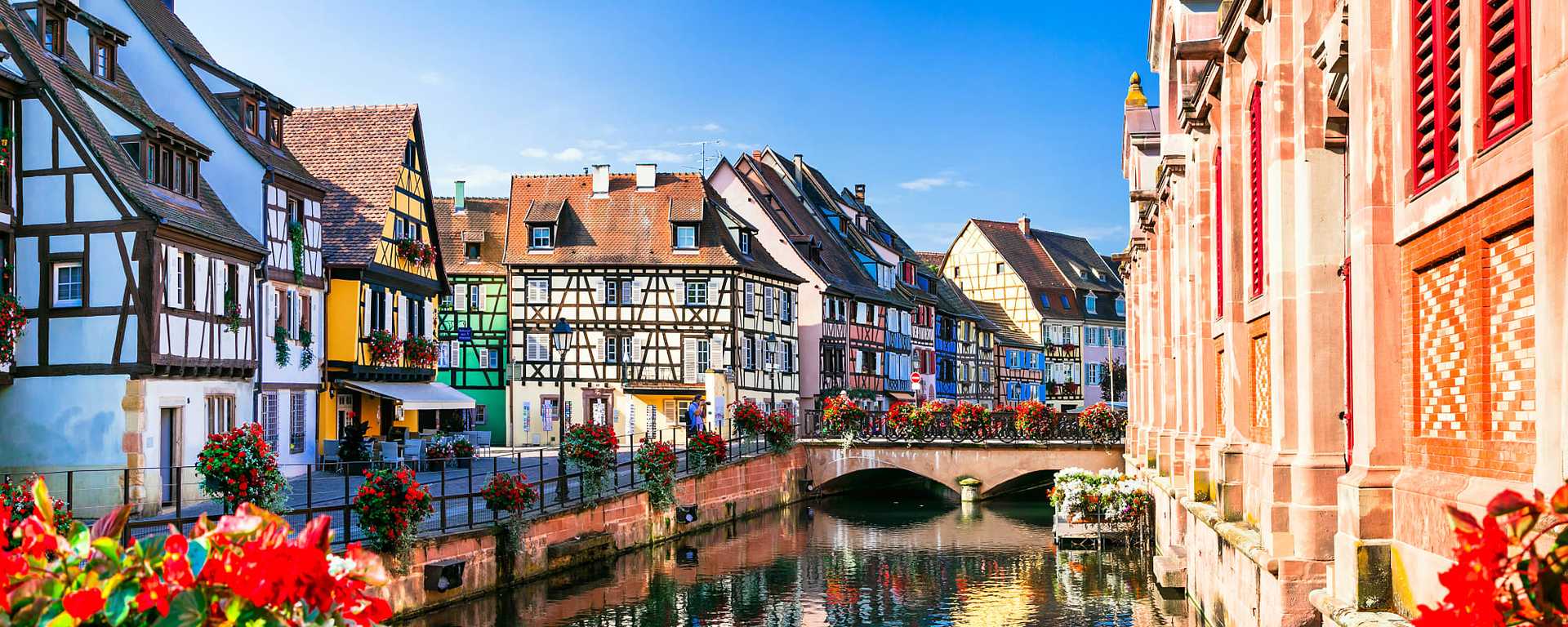Half timber houses along the canal in Colmar, France