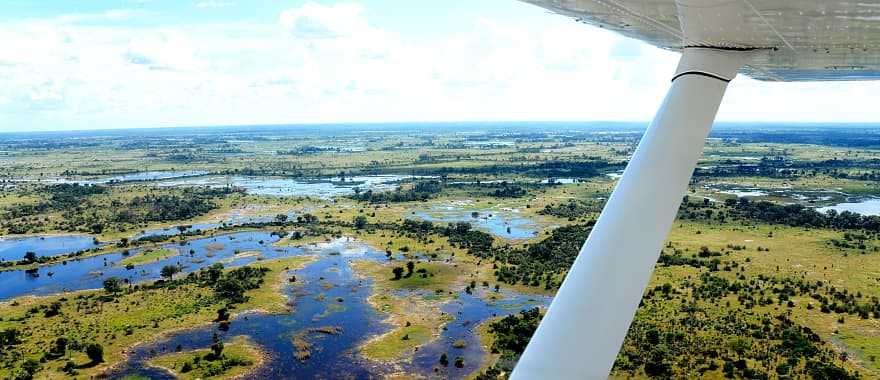 Aerial view of the Okavango Delta in Botswana