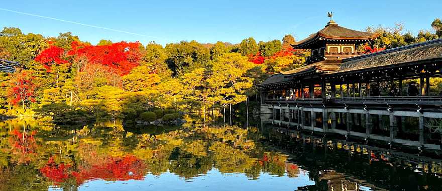 Fall foliage at Heian Shrine gardens in Kyoto, Japan