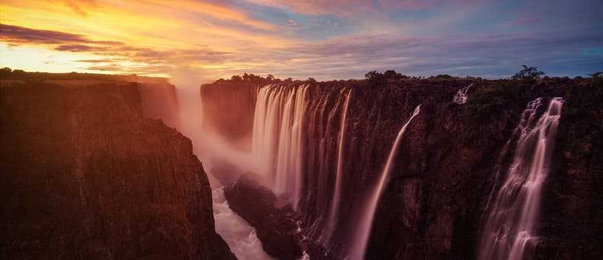 Sunset over Victoria Falls in Zambia