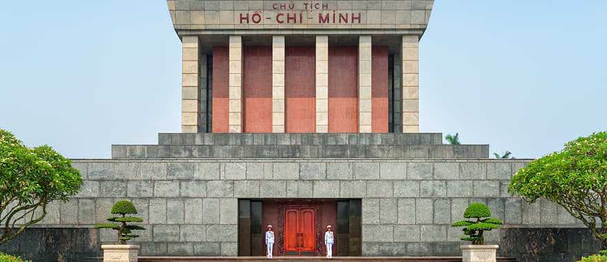 Soldiers guarding Ho Chi Mihn Mausoleum in Hanio, Vietnam