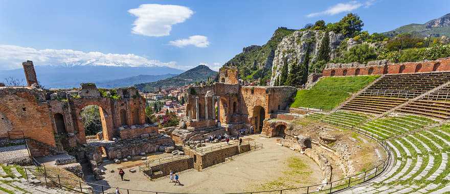Ancient theater in Taormina, Sicily, Italy