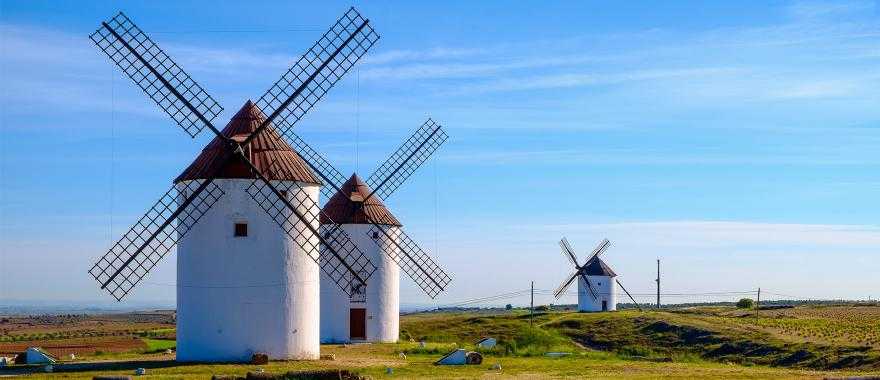 Windmills in Castilla La Mancha in Spain