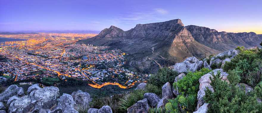 Aerial view of Cape Town and Table Mountain in South Africa