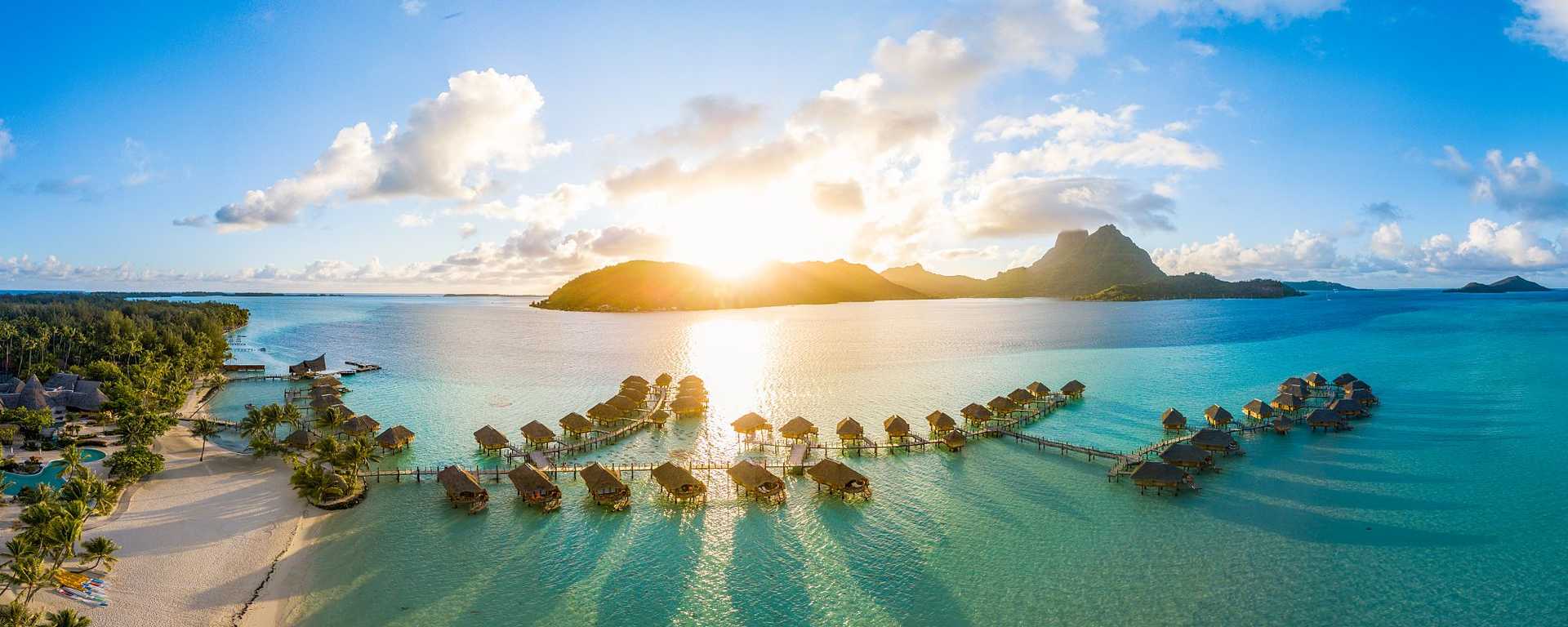 Overwater bungalows in Bora Bora, French Polynesia