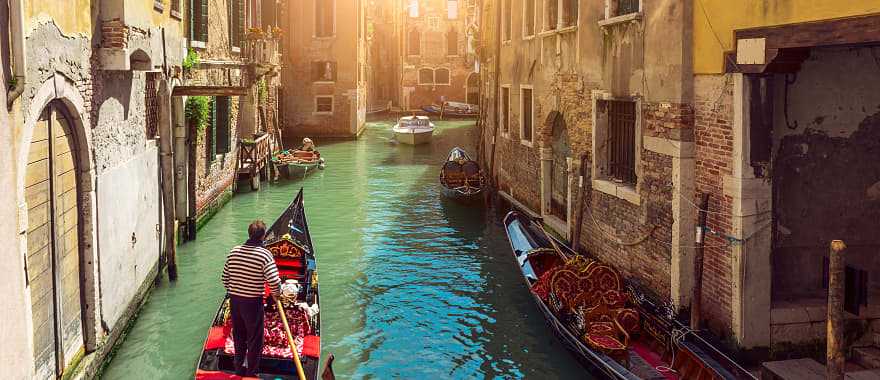 Romantic sunset gondola ride, Italy, Venice