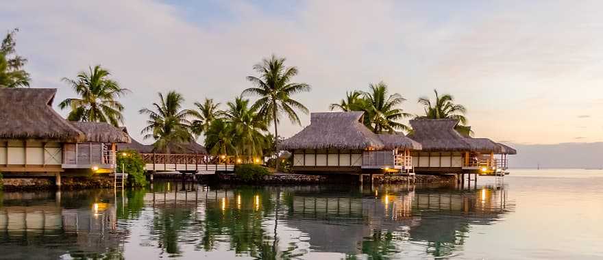 Overwater bungalows in Moorea, French Polynesia