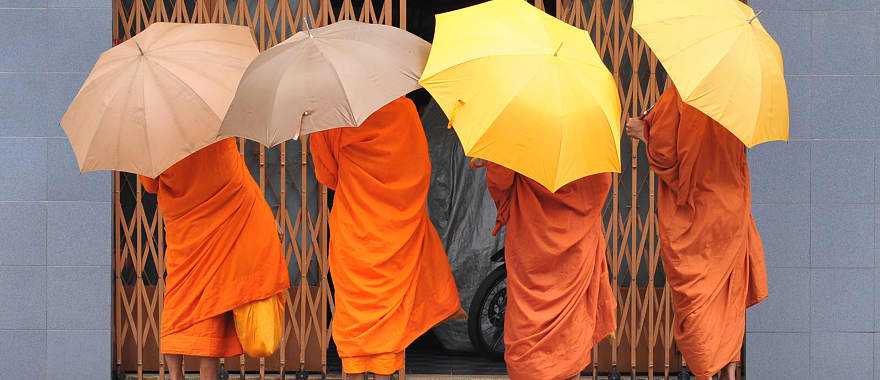 Monks on their daily tour in Phnom Penh