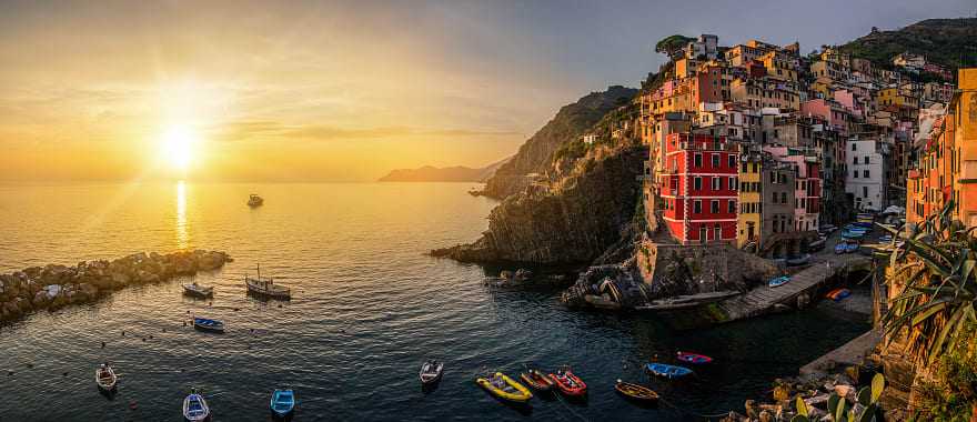 Fishing Village in Cinque Terre in Riomaggiore, Italy.