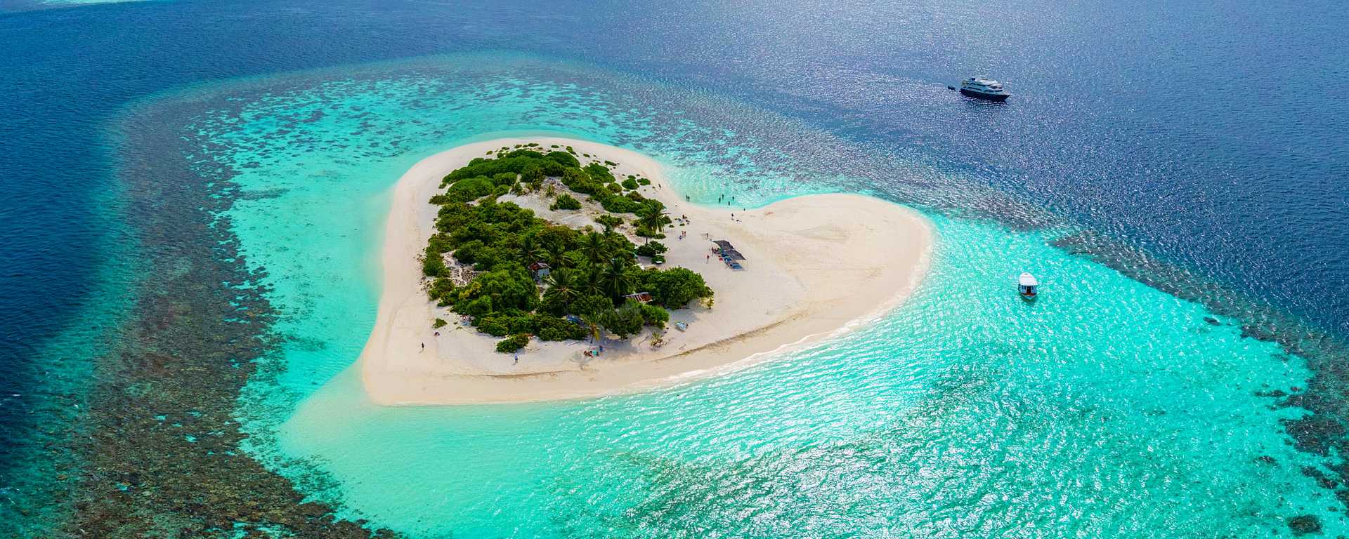 Romantic heart-shaped island in the Maldives