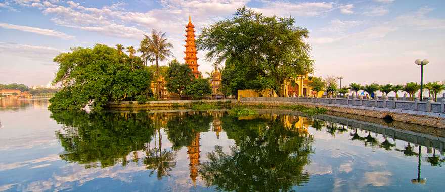 Tran Quoc Pagoda at early morning in Hanoi, Vietnam