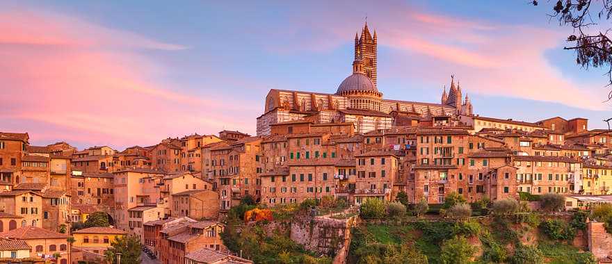 Siena at sunset in Italy