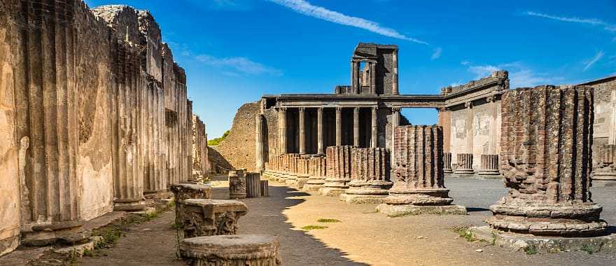 The mysterious ancient Roman city of Pompeii, near Naples, one of the seven wonders of Italy