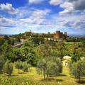 Looking across to the medieval fortress of Montalcino in Tuscany. 