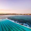 View of Bondi Beach from Bondi Icebergs Pool in Sydney, Australia.