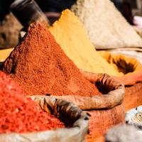 Traditional spices in a market.
