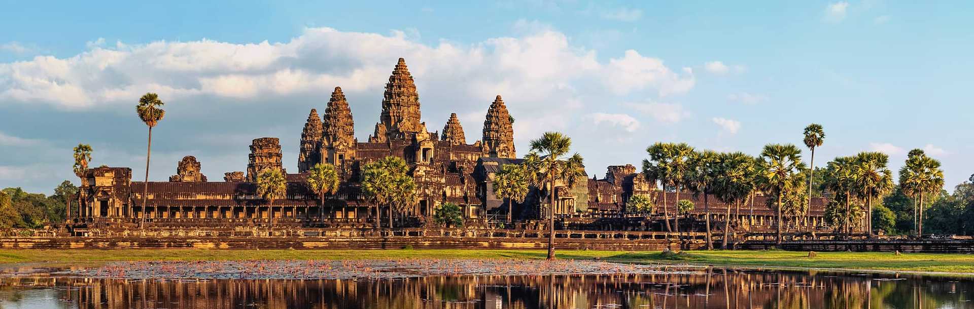 Angkor Wat temple at sunset in Siem Reap, Cambodia.