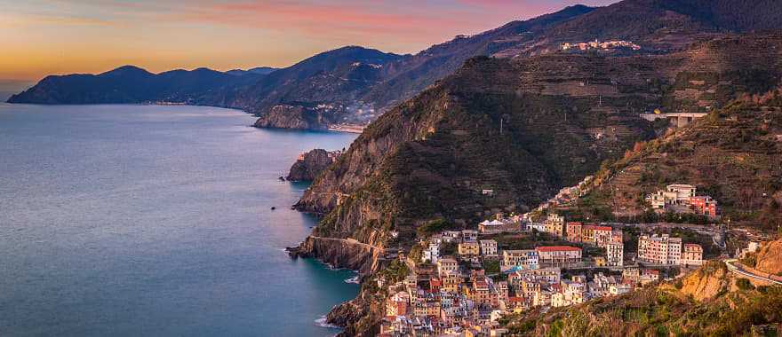 Riomaggiore and the coastline of the Cinque Terre, Italy