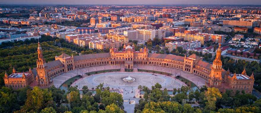 Seville, Spain Aerial view of Plaza de España in Seville, Spain