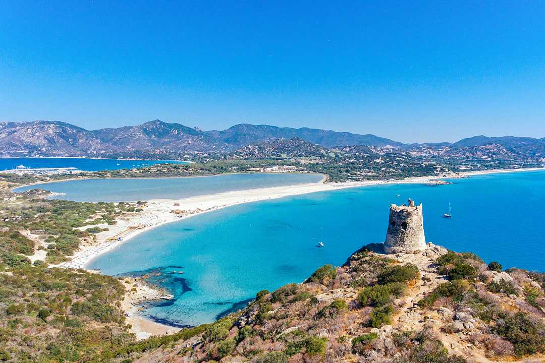 Portu Guinco Beach in Villasimius on Sardinia island in Italy