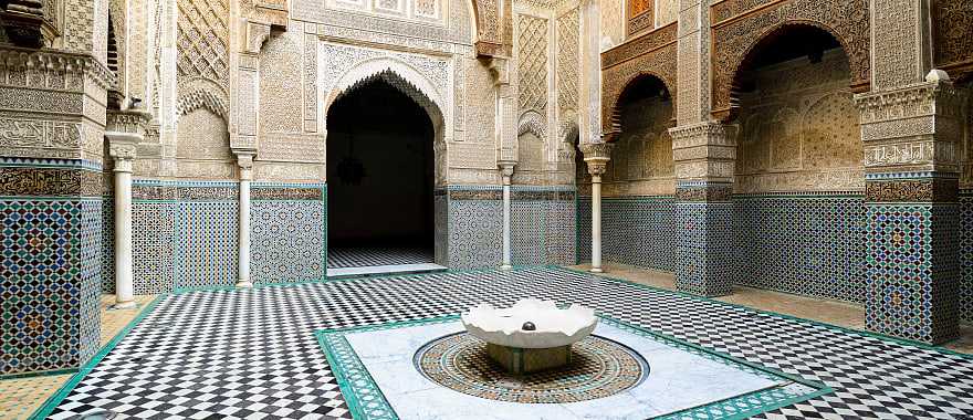 Interior of the Al-Qarawiyyin Mosque in Fez, Morocco