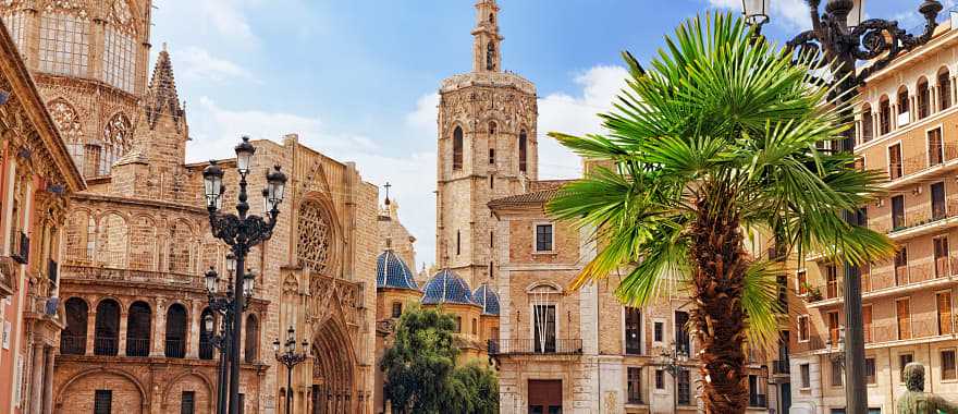 Square of Saint Mary's and Valencia cathedral in Spain 