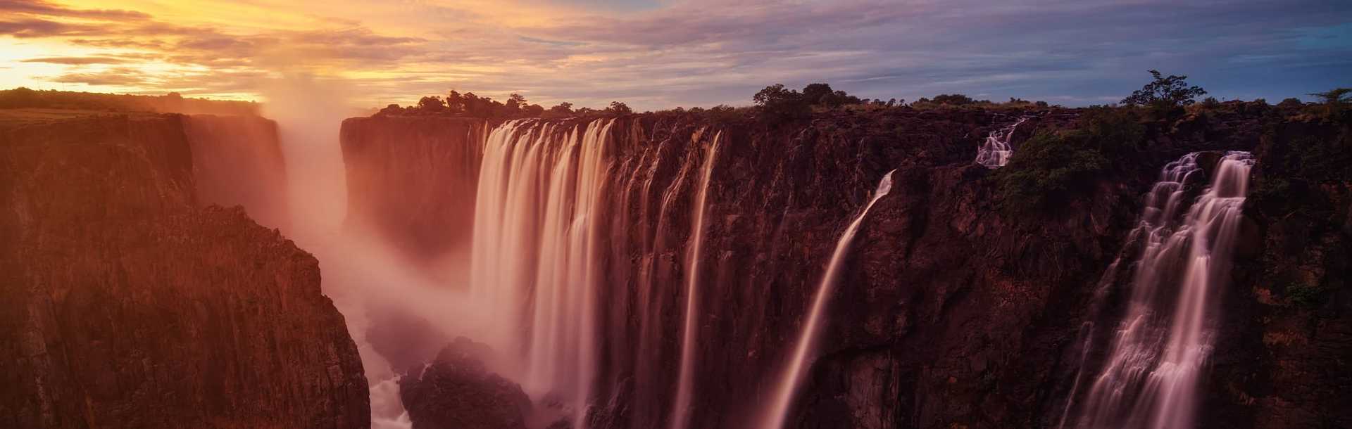 Victoria Falls at sunset in Zambia/Zimbabwe, Africa