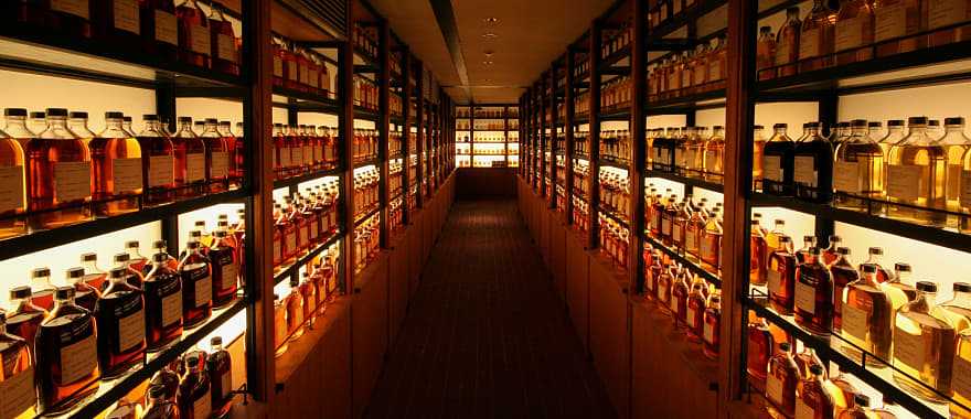 Whiskey library at Yamazaki Distillery in Japan