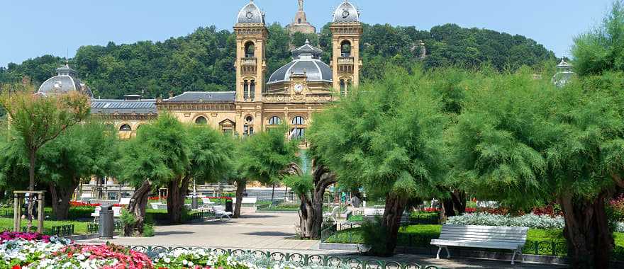 Alderdi Eder gardens and Town Hall of Donostia-San Sebastian, Spain