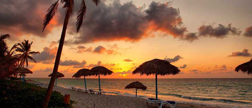 Sunset at Varadero beach in Cuba