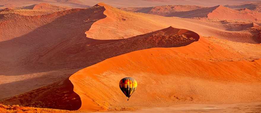 Hot air balloon over Sossusvlei, Namibia Hot air balloon over Sossusvlei, Namibia