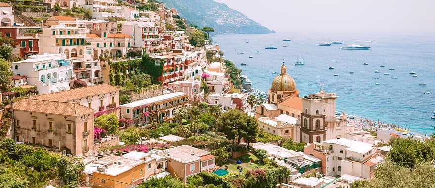 The town of Positano on the Amalfi Coast in Italy.