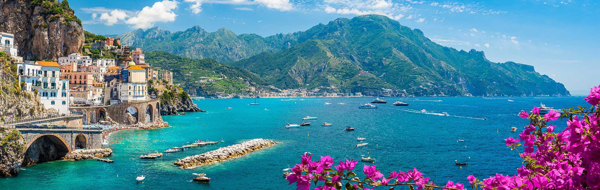 View of Atrani on the Amalfi Coast in the Campania region of south-western Italy.