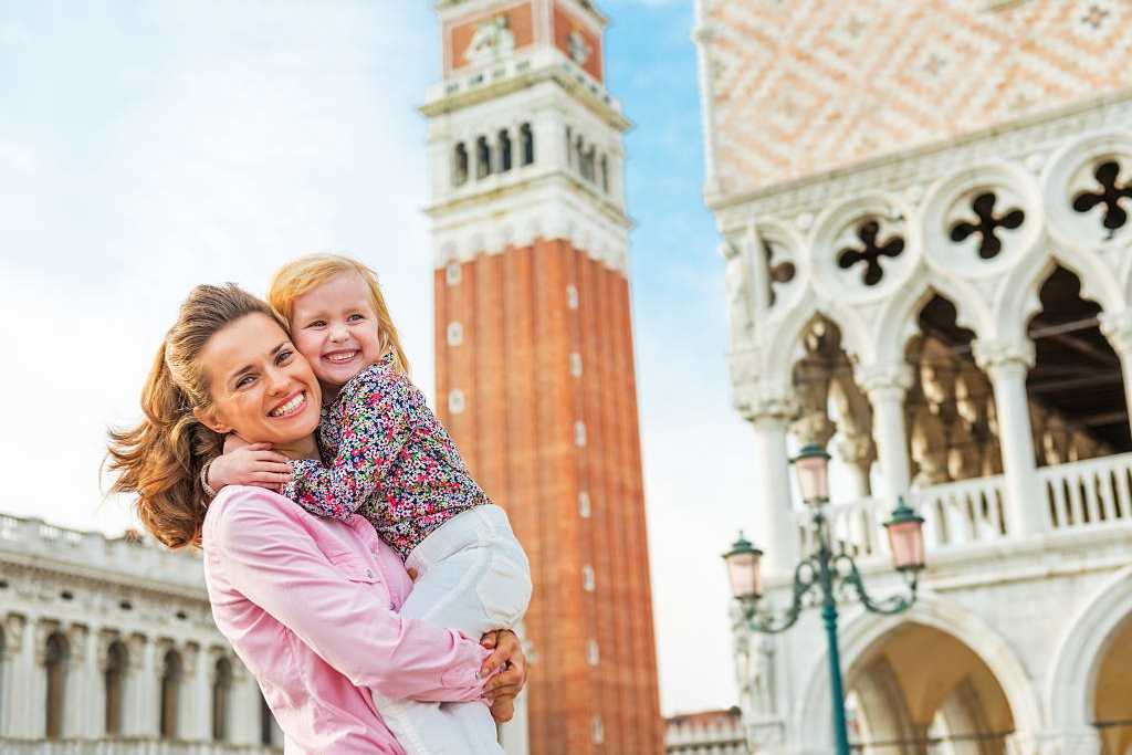 Mother and daughter in Piazza San Marco, Venice