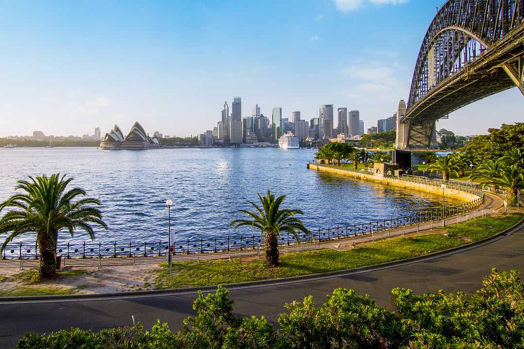 Walking path along Sydney Harbor in Australia