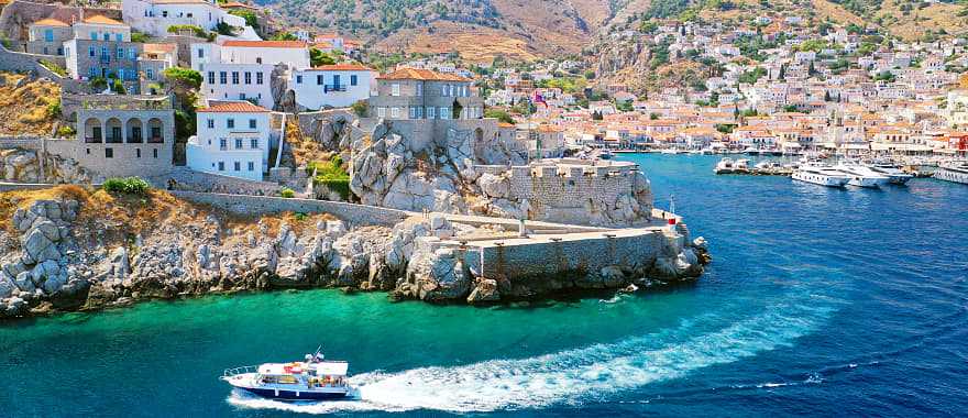 Port of Hydra in Greece