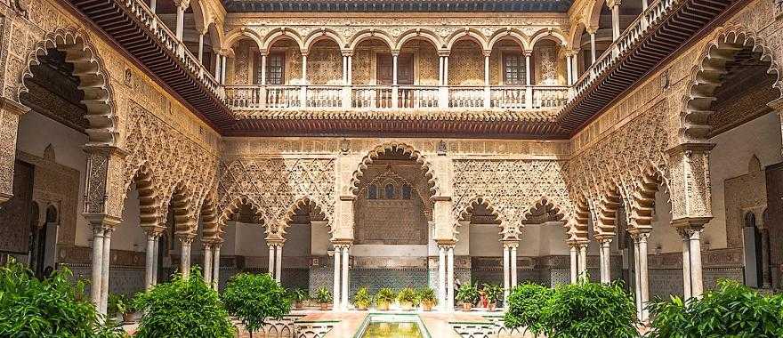 Patio of the Royal Alcazar of Seville, Spain.