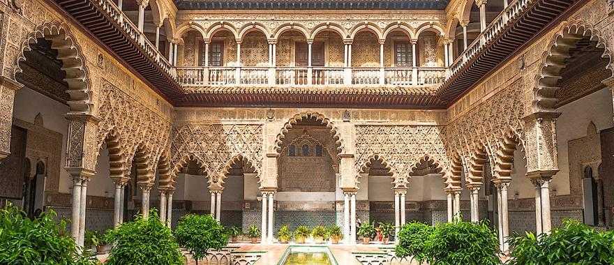Patio of the Royal Alcazar of Seville, Spain.