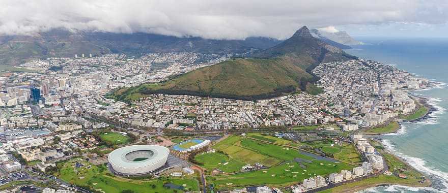 An aerial view of Cape Town in South Africa.