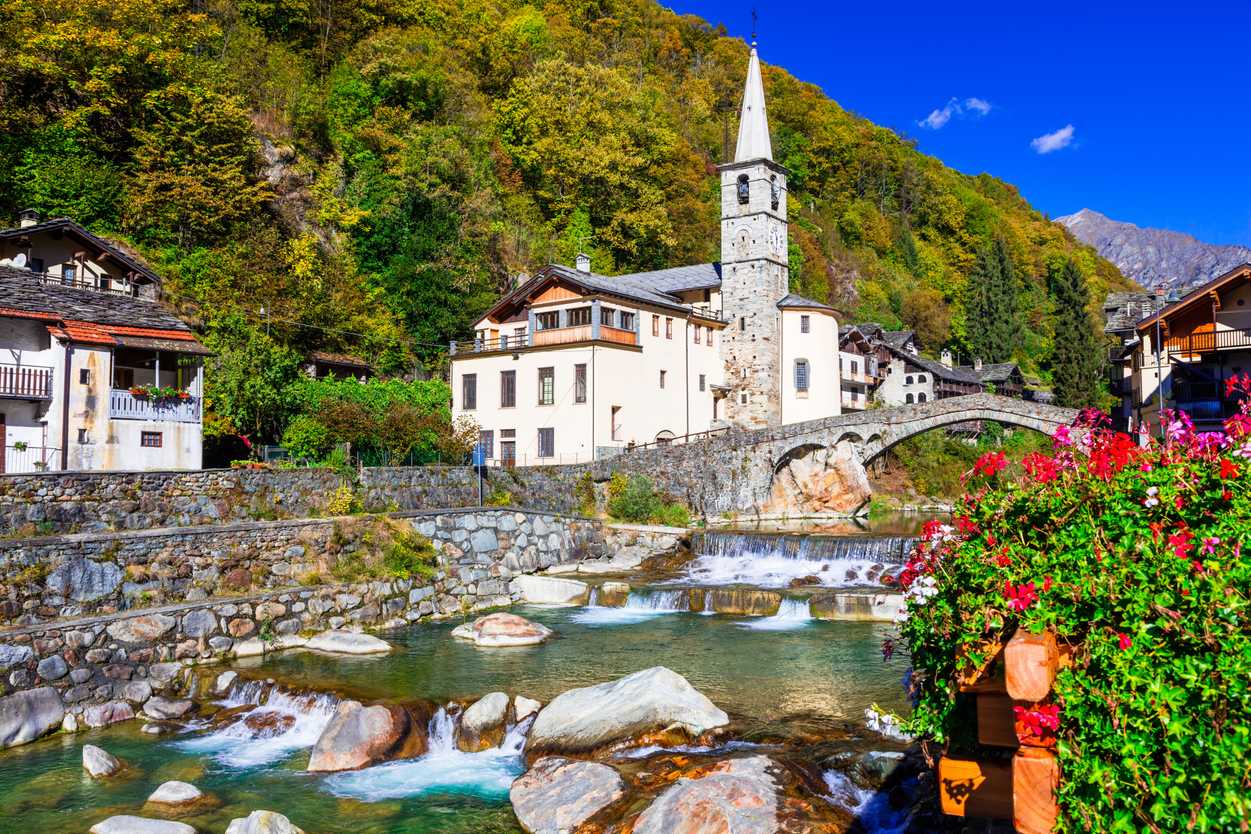 Picturesque village in Valle d'Aosta, north Italy