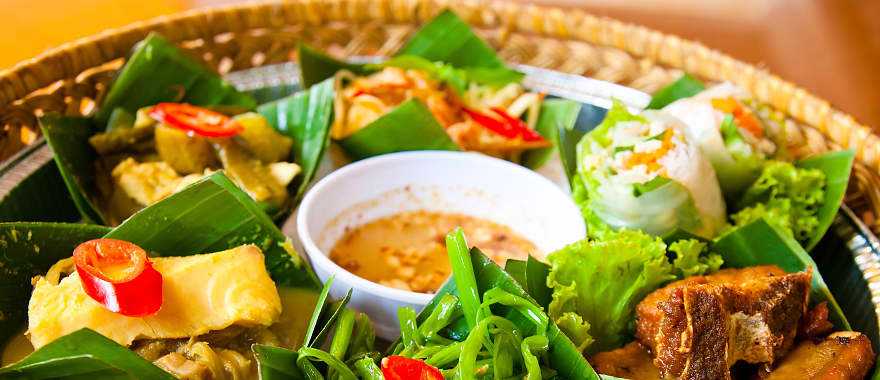 Freshly made salad served at a restaurant in Cambodia