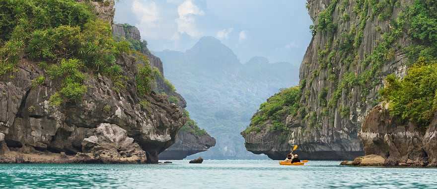 Kayak on Ha Long Bay in Vietnam