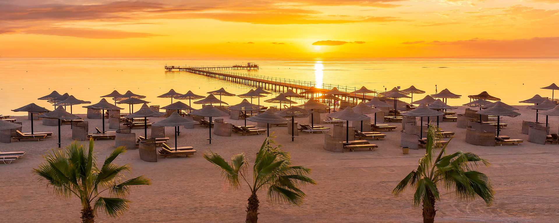 Sunrise at beach resort in Marsa Alam, Egypt